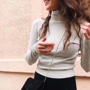 Brandy Melville Light Gray Kendra Ribbed Turtleneck